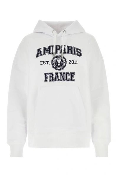 Shop Ami Alexandre Mattiussi Ami Unisex White Cotton Sweatshirt