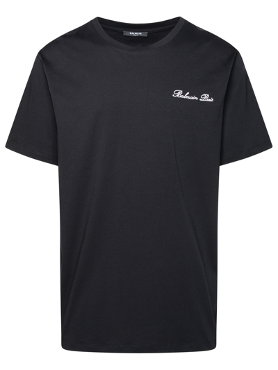 Shop Balmain Man  ' Iconica' Black Cotton T-shirt