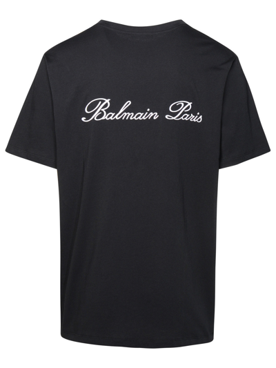 Shop Balmain Man  ' Iconica' Black Cotton T-shirt