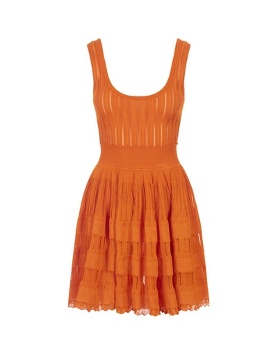Shop Alaïa Fluid Skater Mini Dress In Orange