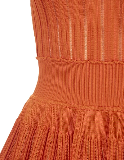 Shop Alaïa Fluid Skater Mini Dress In Orange