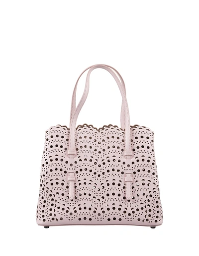 Shop Alaïa Mina 25 Tote Bag In Wave Vienne Leather In Pink