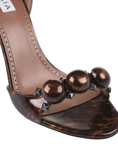 Shop Alaïa Bombe 90 Sandal In Tortoise Print Leather In Brown