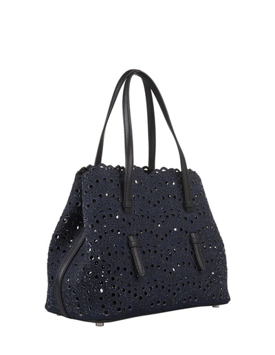 Shop Alaïa Mina 25 Tote Bag In Wave Vienne Leather In Blue