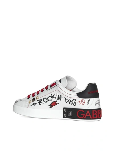 Shop Dolce & Gabbana Sneakers In Scritte Fdo Bianco