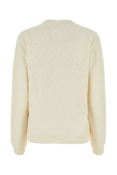 Shop Maison Margiela Woman Ivory Cotton Blend Sweater In Brown
