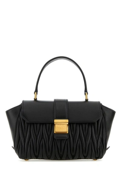 Shop Miu Miu Woman Black Leather Handbag