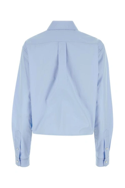 Shop Miu Miu Woman Light-blue Poplin Shirt