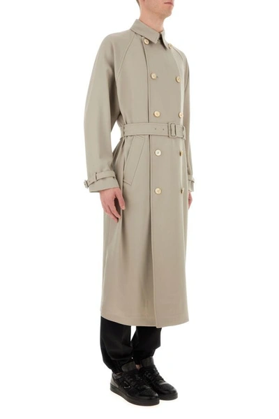 Shop Prada Man Beige Gabardine Trench Coat In Brown