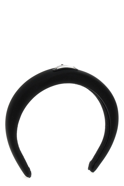 Shop Prada Women Re-nylon Logo Headband In Black