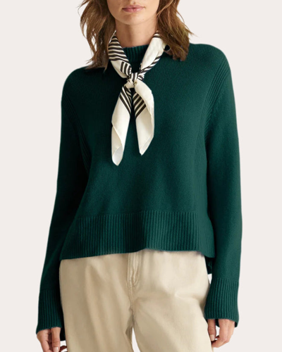 Shop Loop Cashmere Women's Cropped Knit Sweatshirt In Green
