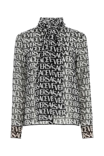 Shop Versace Woman Printed Crepe Shirt In Multicolor