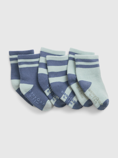 Shop Gap Baby First Favorites Organic Cotton Crew Socks (3-pack) In Bainbridge Blue