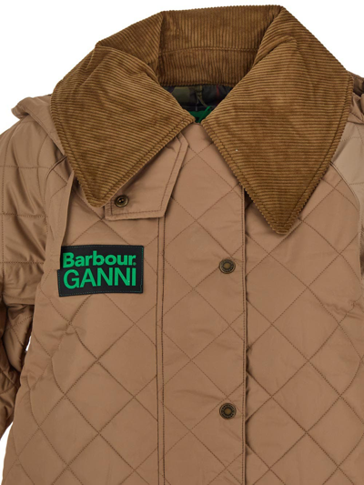 Shop Barbour X Ganni Quilted Burghley Jacket In Beige