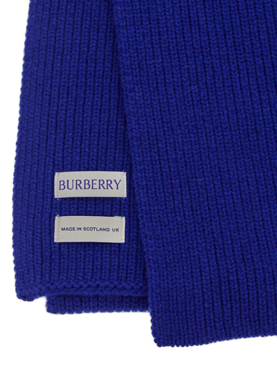 Shop Burberry Ribbed Scarf In Blue