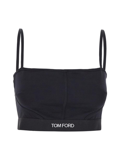 Shop Tom Ford Logo Top In Black