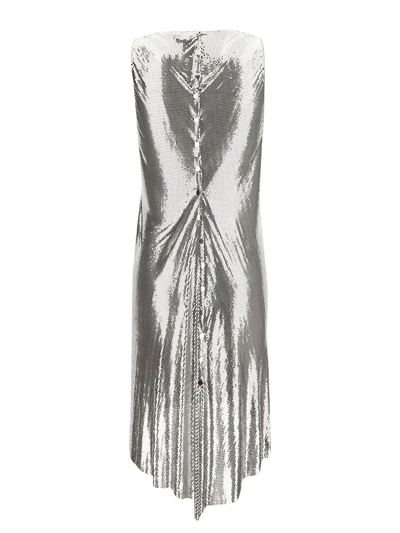 Shop Rabanne Metallized Mesh Dress In Metallic