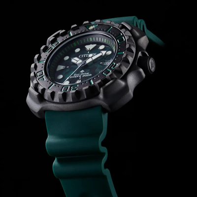 Pre-owned Citizen Promaster Bn0228-06w 46mm Green Dial 200m Diver's Watch -