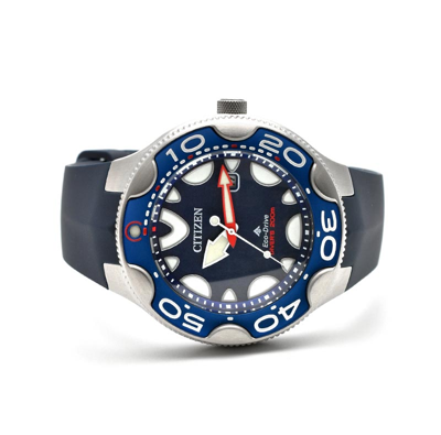 Pre-owned Citizen Promaster Blue Dial Orca Dive Watch Polyurethane Band Bn0231-01l