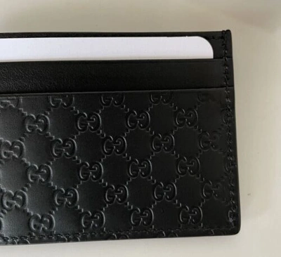 Pre-owned Gucci Microssima Soft Black Leather Card Case Made In Italy 262837