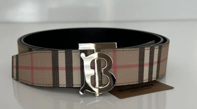 Pre-owned Burberry $580  Tb Leather Archive Beige Reversible Belt 42/105 8046568 Italy