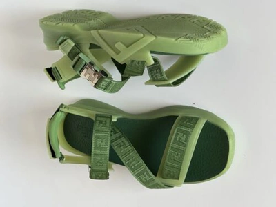 Pre-owned Fendi $895  Men's Ff Strapped Basil Sandals 10 Us/ 9 Uk Italy 7x1503 In Green