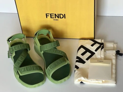 Pre-owned Fendi $895  Men's Ff Strapped Basil Sandals 10 Us/ 9 Uk Italy 7x1503 In Green