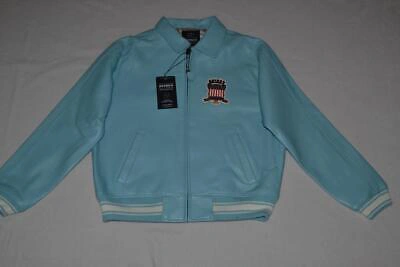 Pre-owned Avirex Authentic  Icon Leather A1 Bomber Jacket Mens Glacier Blue All Sizes
