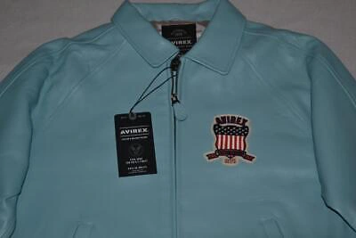 Pre-owned Avirex Authentic  Icon Leather A1 Bomber Jacket Mens Glacier Blue All Sizes