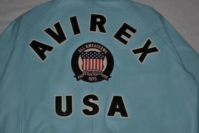 Pre-owned Avirex Authentic  Icon Leather A1 Bomber Jacket Mens Glacier Blue All Sizes