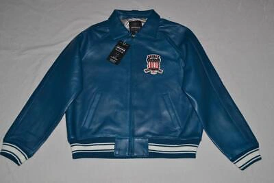 Pre-owned Avirex Authentic  Icon Leather A1 Bomber Jacket Mens Teal Blue All Sizes