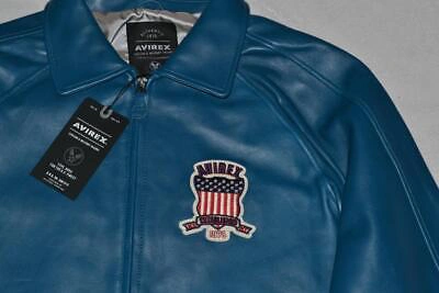 Pre-owned Avirex Authentic  Icon Leather A1 Bomber Jacket Mens Teal Blue All Sizes