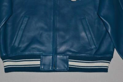 Pre-owned Avirex Authentic  Icon Leather A1 Bomber Jacket Mens Teal Blue All Sizes