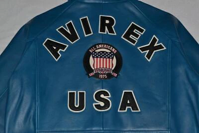 Pre-owned Avirex Authentic  Icon Leather A1 Bomber Jacket Mens Teal Blue All Sizes