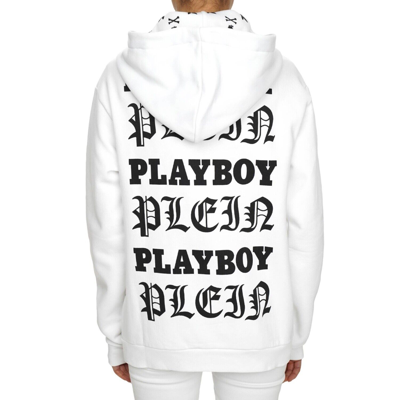 Pre-owned Philipp Plein X Playboy Smoking Lips Crystal Hoody Sweater White Red 08481