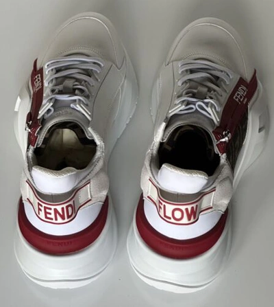 Pre-owned Fendi $995  Flow Men's Leather Sneakers White 14 Us (47 Euro) 7e1392 Italy