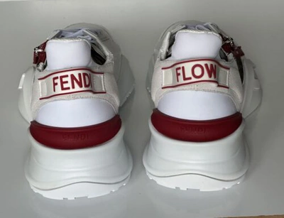 Pre-owned Fendi $995  Flow Men's Leather Sneakers White 14 Us (47 Euro) 7e1392 Italy