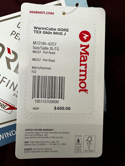 Pre-owned Marmot Men's Warmcube Gore Tex Gldn Mntl J Xl Port Royal 800 Fill Msrp $650