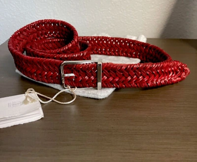 Pre-owned Brunello Cucinelli Red Braided Woven Leather Casual Fashion Belt M