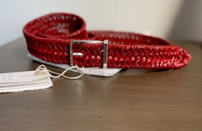 Pre-owned Brunello Cucinelli Red Braided Woven Leather Casual Fashion Belt M