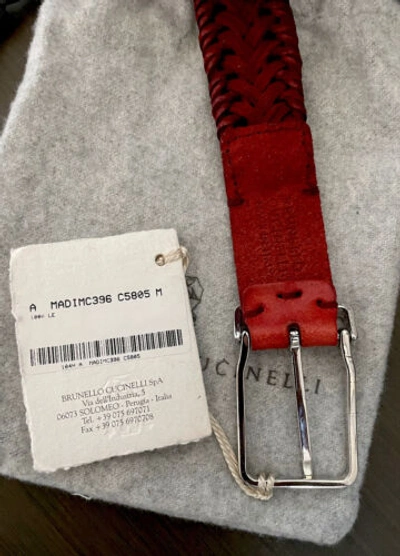 Pre-owned Brunello Cucinelli Red Braided Woven Leather Casual Fashion Belt M
