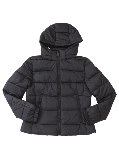 Pre-owned Save The Duck Women's Mega Sporty-look Hooded Long Sleeve Puffer Jacket In Black