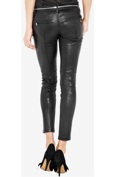 Pre-owned Handmade Womens 100% Genuine Leather Pants Cropped Trouser Slim Fit Leggings Pants Wlp41 In Black