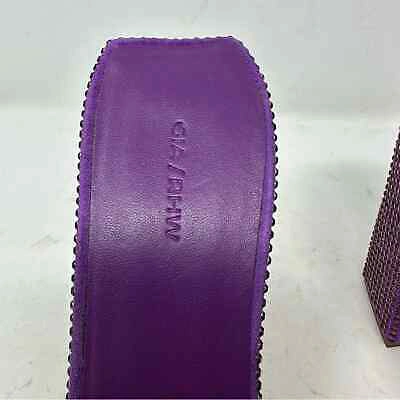 Pre-owned Gia Borghini Rosie Crystal Beaded Block Heel Slide Sandals In 7.5 In Purple