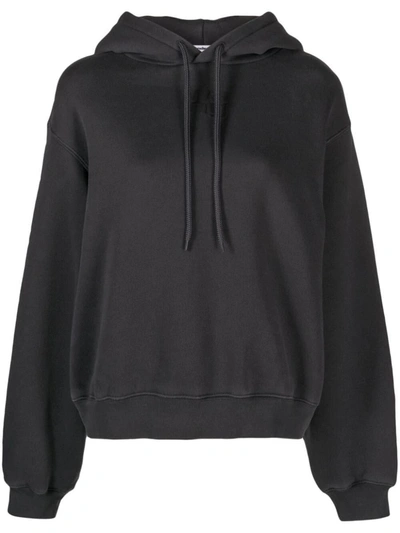 Alexander Wang Cotton Blend Cropped Hoodie In Grey