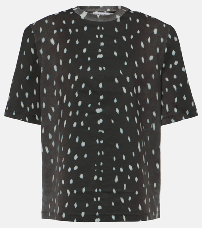 Shop Attico Padded Printed Cotton T-shirt In Black