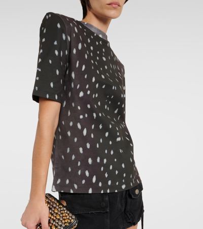 Shop Attico Padded Printed Cotton T-shirt In Black