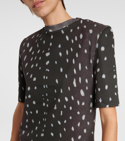 Shop Attico Padded Printed Cotton T-shirt In Black