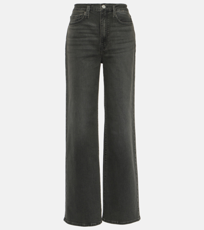 Shop Frame Le Jane High-rise Wide-leg Jeans In Grey