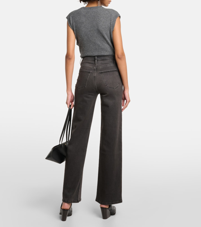 Frame Le Palazzo Cropped Raw Hem Jeans In Grey